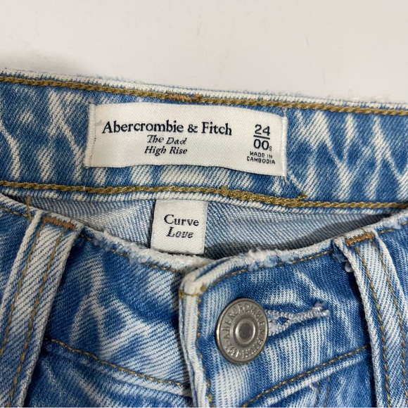 Abercrombie Fitch Curve Love High Rise Dad Jeans Size 24  00 S Medium Light Wash - Picture 9 of 16